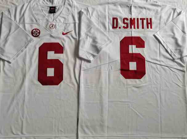 Mens NCAA Alabama Crimson Tide #6 D.SMITH White 2021 Jersey