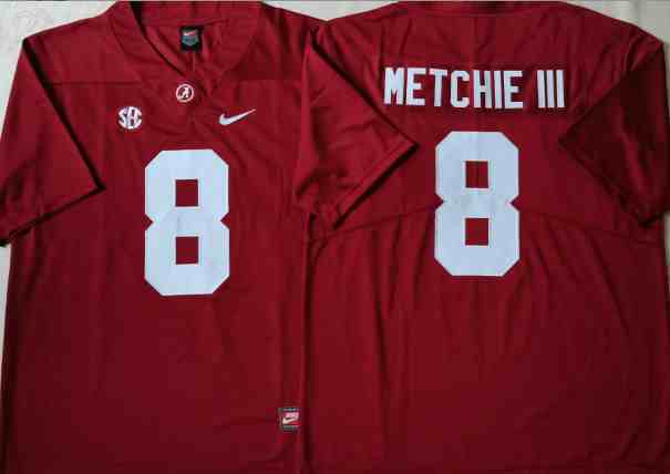 Mens NCAA Alabama Crimson Tide Red #8 METCHIE III Red 2021 new jersey