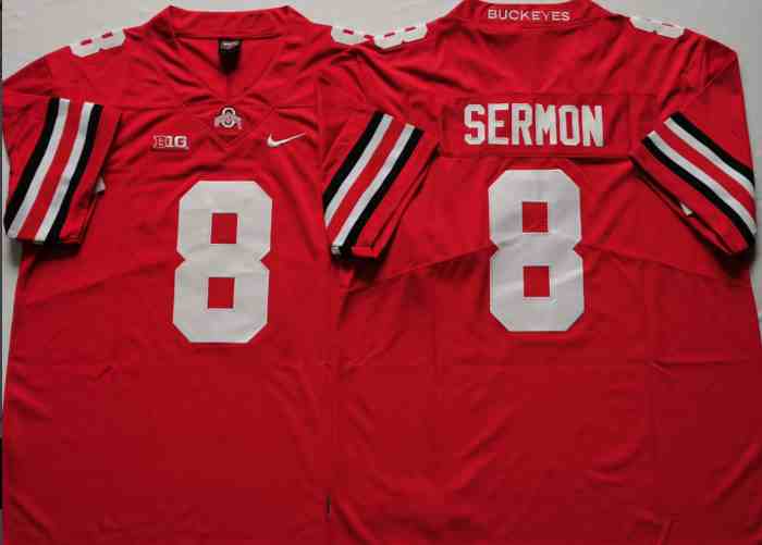 NCAA Ohio State Buckeyes #8 SERMON Red 2021 Jersey