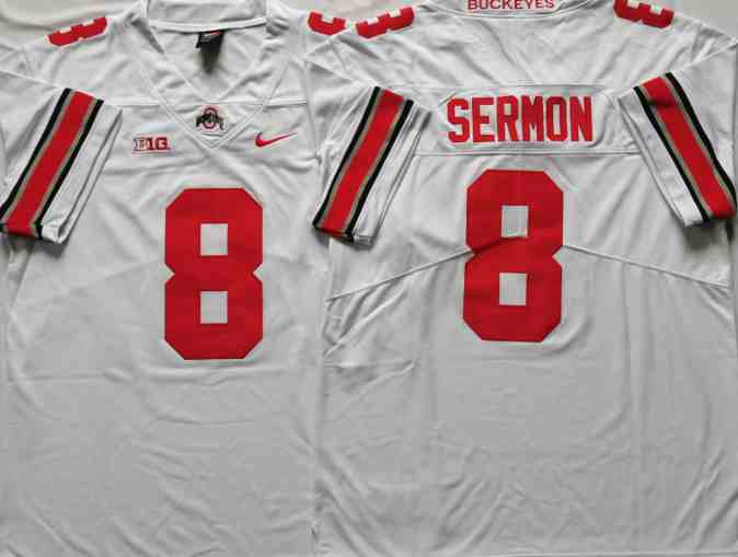 NCAA Ohio State Buckeyes #8 SERMON White 2021 Jersey