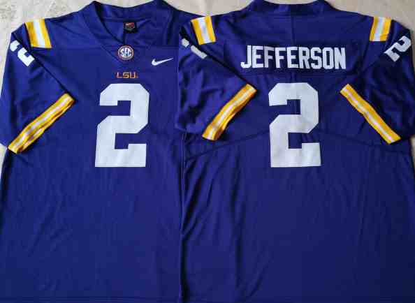 NCAA LSU Tigers #2 JEFFERSON Purple 2021 New jersey