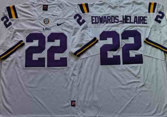 NCAA LSU Tigers #22 EDWARDS-HELAIRE White 2021 New jersey