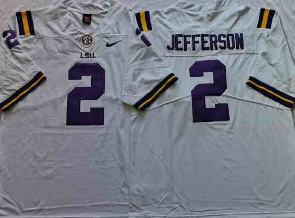 NCAA LSU Tigers #2 JEFFERSON White 2021 New jersey