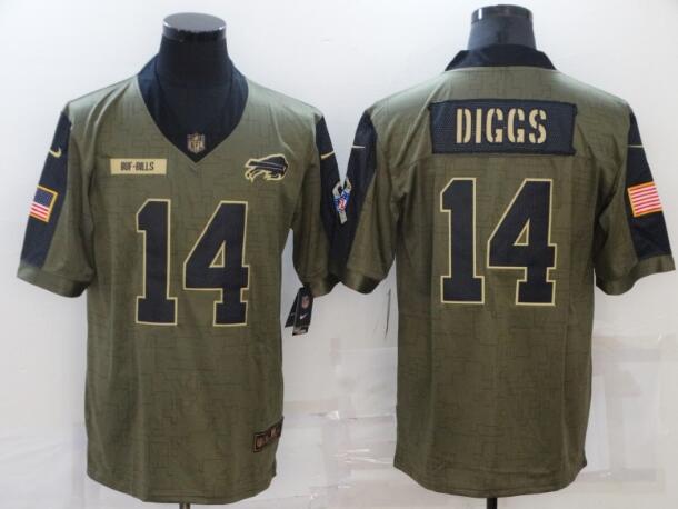 Men's Buffalo Bills 14 Stefon Diggs Nike Olive 2021 Salute To Service Limited Player Jersey