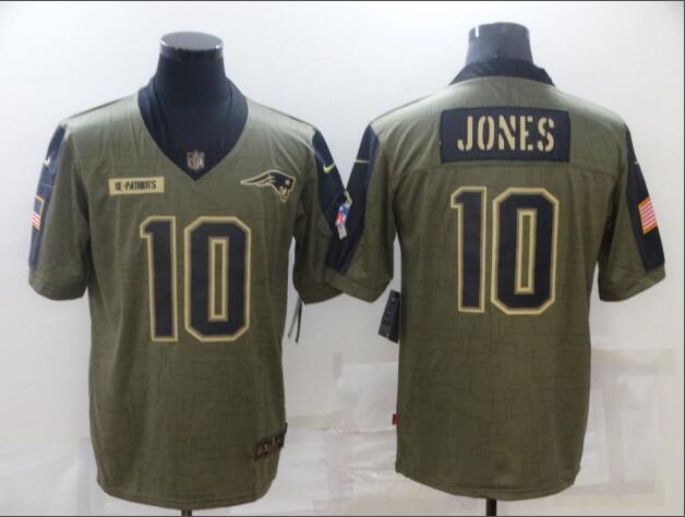 Men's New England Patriots 10 Mac Jones  Nike Olive 2021 Salute To Service Retired Player Limited Jersey