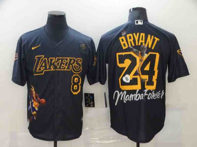 Men's Los Angeles Dodgers #8 #24 Kobe Bryant Black With Lakers Cool Base Stitched MLB Fashion Jerseys