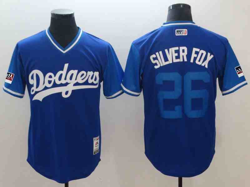 Men's Los Angeles Dodgers #26 Silver Fox Mejestic Blue 2018 Players' Weekend Flex Base Jersey