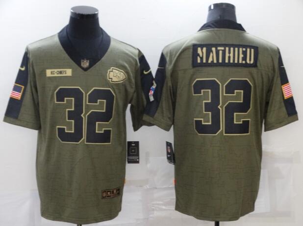 Men's Kansas City Chiefs 32 Tyrann Mathieu Nike Olive 2021 Salute To Service Limited Player Jersey