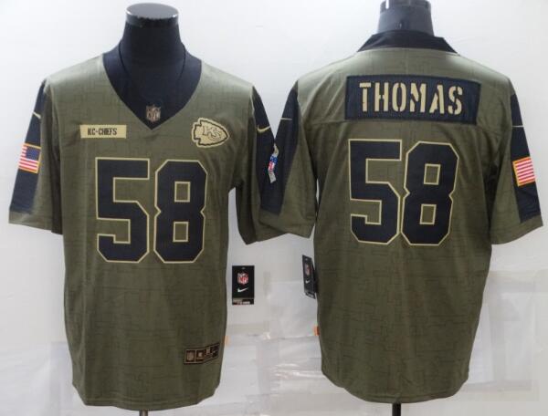 Men's Kansas City Chiefs 58 Derrick Thomas Nike Olive 2021 Salute To Service Retired Player Limited Jersey