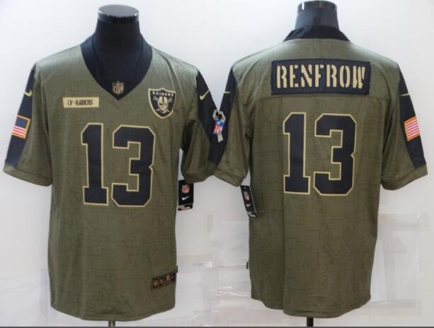 Men's Las Vegas Raiders 13 Hunter Renfrow Nike Olive 2021 Salute To Service Limited Player Jersey