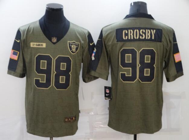 Men's Las Vegas Raiders 98 Maxx Crosby Nike Olive 2021 Salute To Service Limited Player Jersey