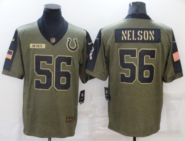 Men's Indianapolis Colts 56 Quenton Nelson Nike Olive 2021 Salute To Service Limited Player Jersey