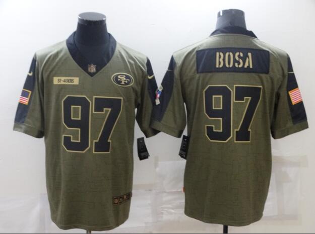 Men's San Francisco 49ers 97 Nick Bosa Nike Olive 2021 Salute To Service Limited Player Jersey