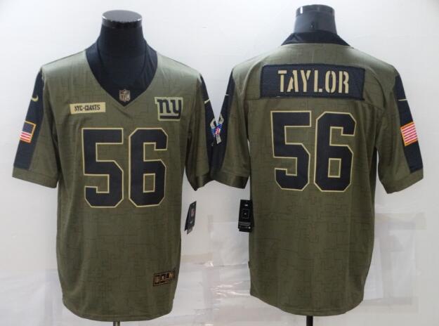 Men's New York Giants 56 Lawrence Taylor Nike Olive 2021 Salute To Service Retired Player Limited Jersey