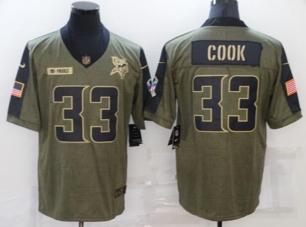 Men's Minnesota Vikings 33 Dalvin Cook Nike Olive 2021 Salute To Service Limited Player Jersey
