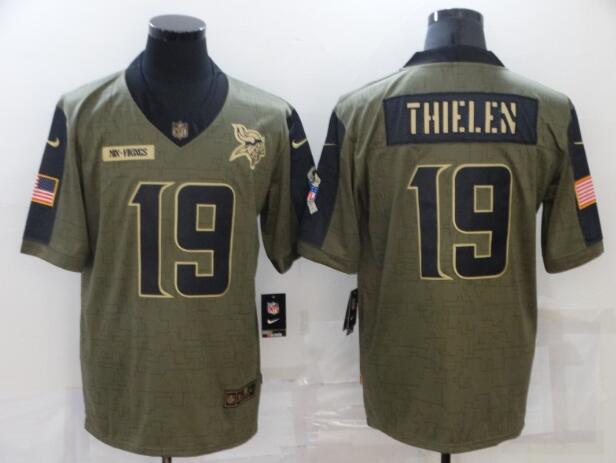 Men's Minnesota Vikings 19 Adam Thielen Nike Olive 2021 Salute To Service Retired Player Limited Jersey
