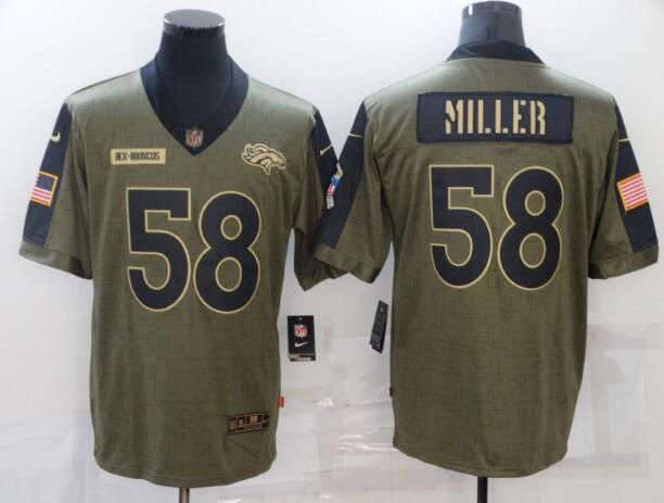 Men's Denver Broncos 58 Von Miller Nike Olive 2021 Salute To Service Limited Player Jersey