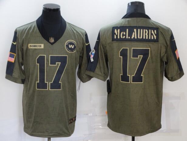 Men's Washington Football Team 17 Terry McLaurin Nike Olive 2021 Salute To Service Limited Player Jersey