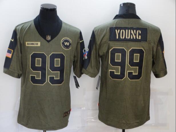 Men's Washington Football Team 99 Chase Young Nike Olive 2021 Salute To Service Limited Player Jersey