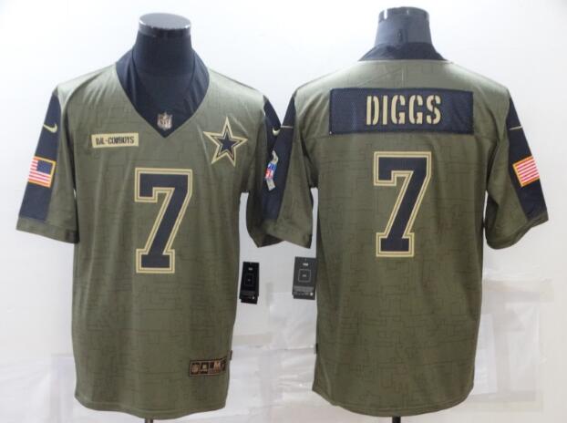 Men's Dallas Cowboys  Nike  7 Trevon Diggs Olive 2021 Salute To Service Retired Player Limited Jersey