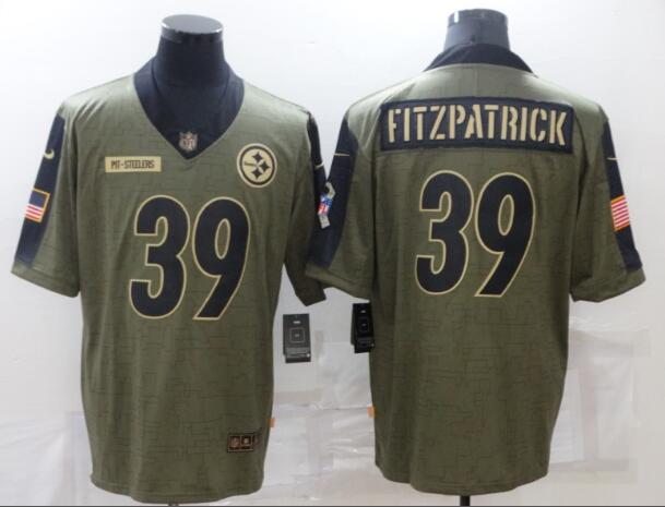 Men's Pittsburgh Steelers 39 Minkah Fitzpatrick Nike Olive 2021 Salute To Service Limited Player Jersey