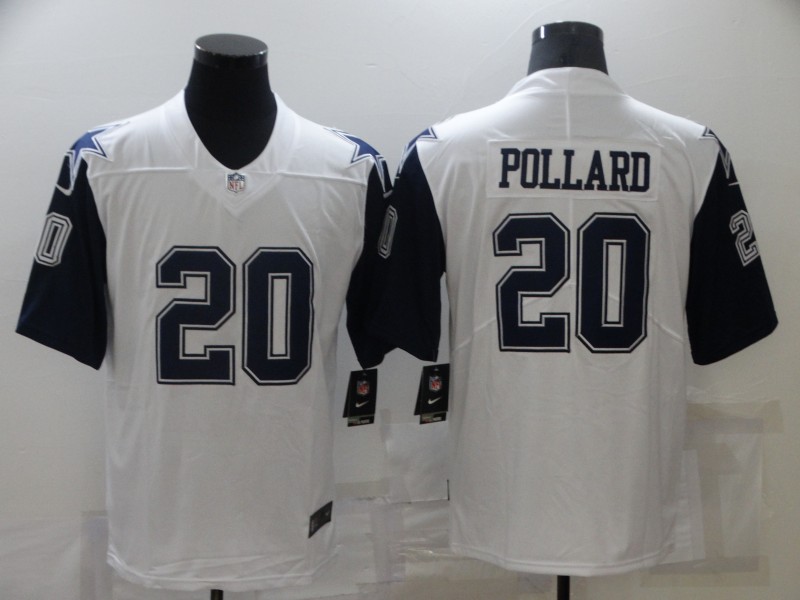 Men's Dallas Cowboys 20 Tony Pollard 2021 White Thanksgiving Limited Stitched Jersey
