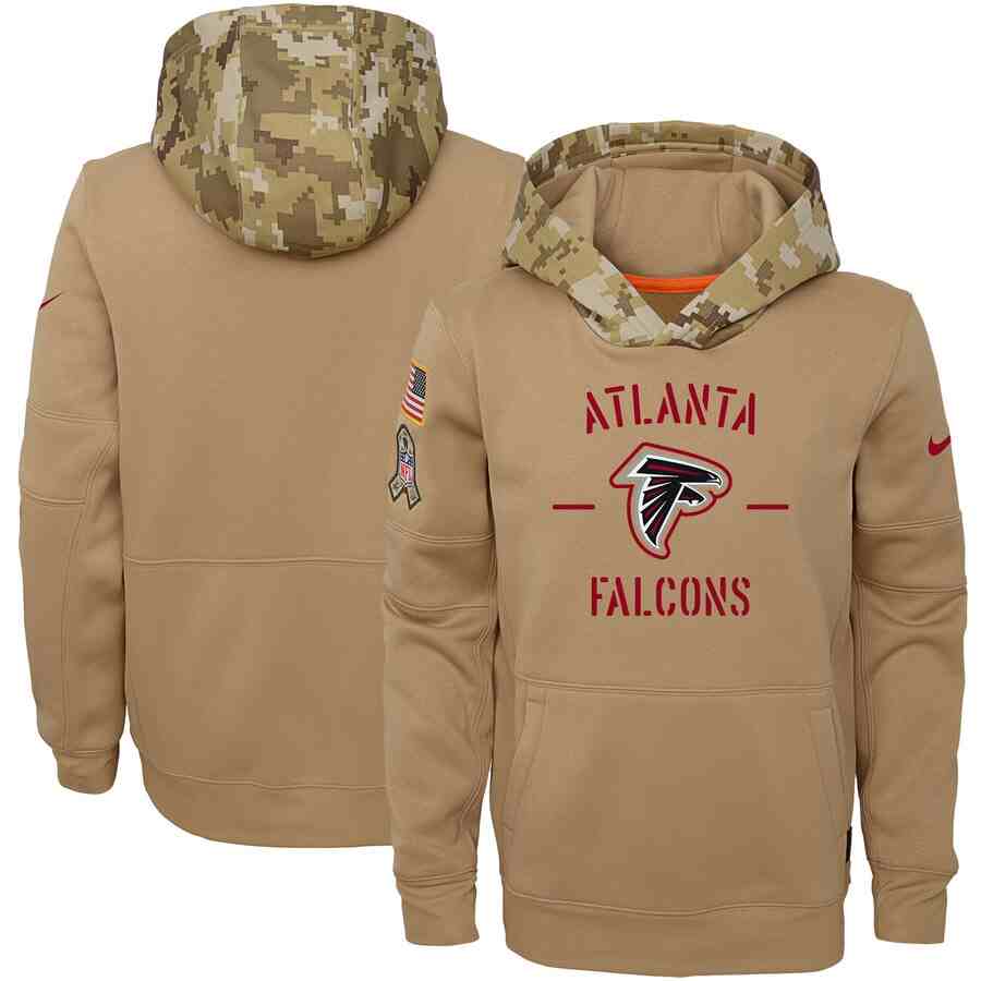 Youth Atlanta Falcons Nike Camo 2019 Salute To Service Therma Performance Pullover Hoodie