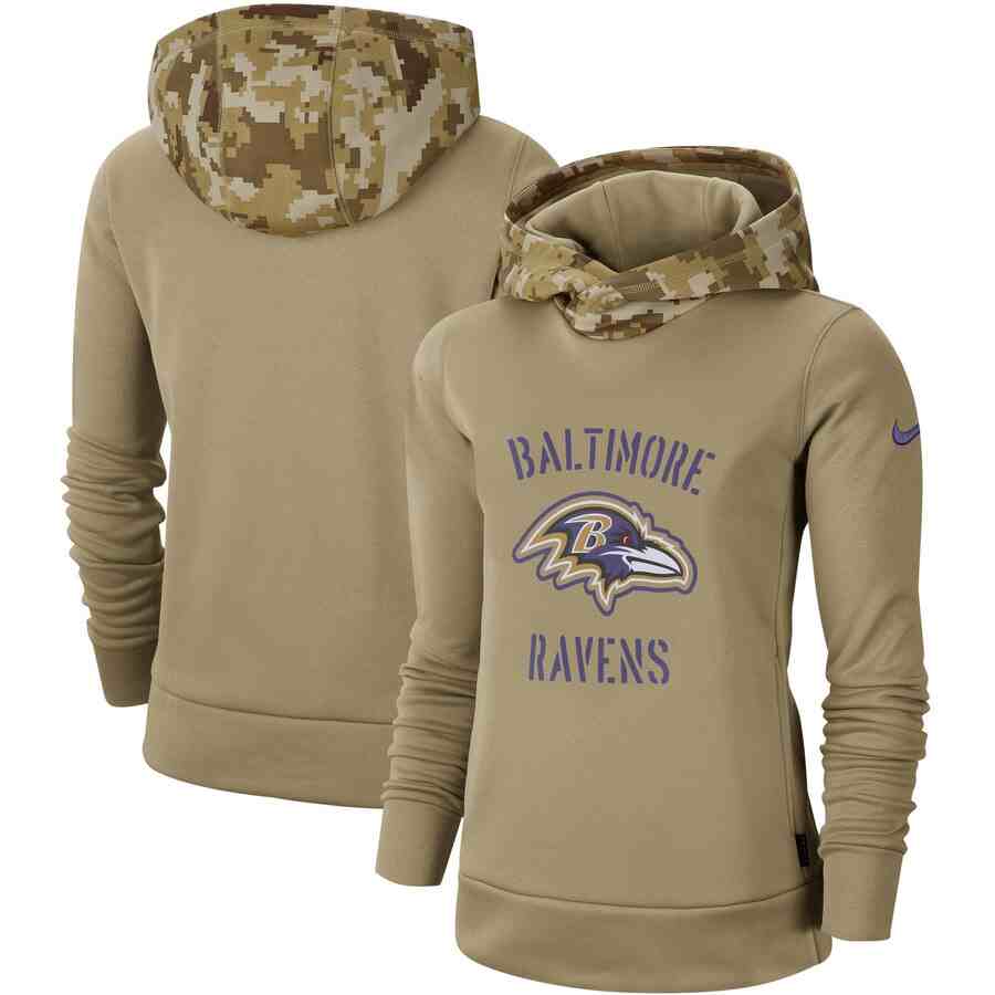 Women's Baltimore Ravens Nike Camo 2019 Salute To Service Therma Performance Pullover Hoodie