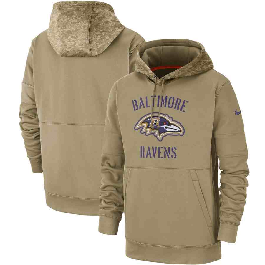 Men's Baltimore Ravens Nike Camo 2019 Salute To Service Therma Performance Pullover Hoodie