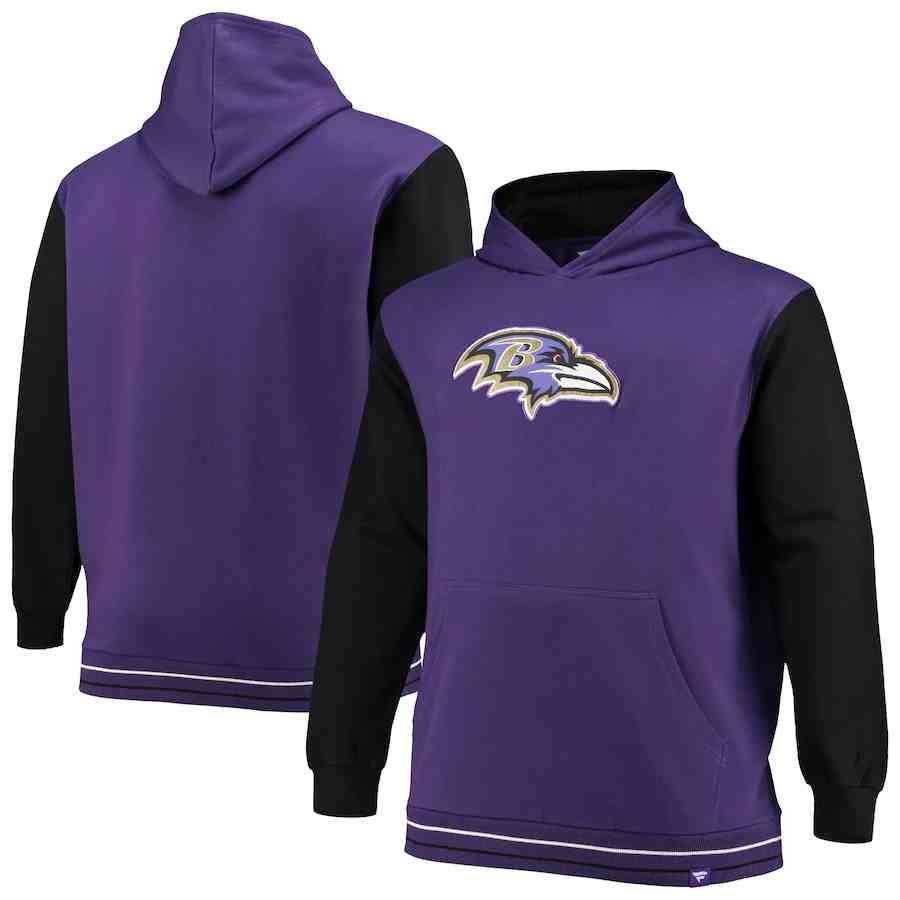 Men Baltimore Ravens Fanatics Branded Big & Tall Block Party Pullover Hoodie - Purple&Black