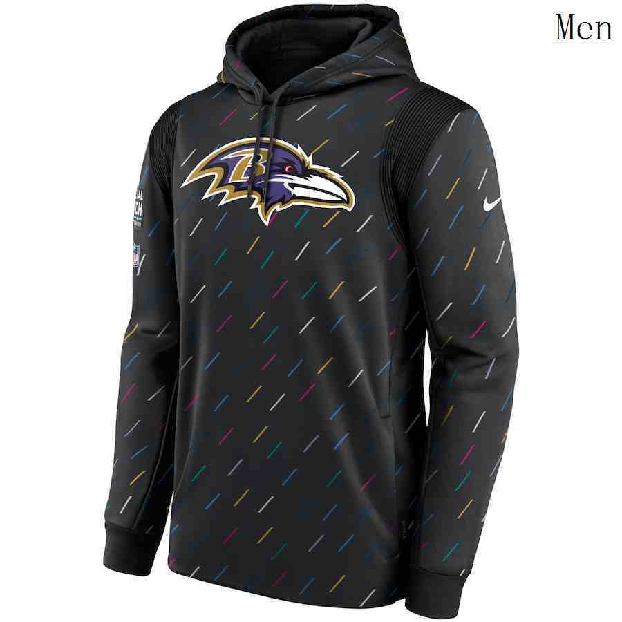 Men Baltimore Ravens Nike Charcoal 2021 NFL Crucial Catch Therma Pullover Hoodie
