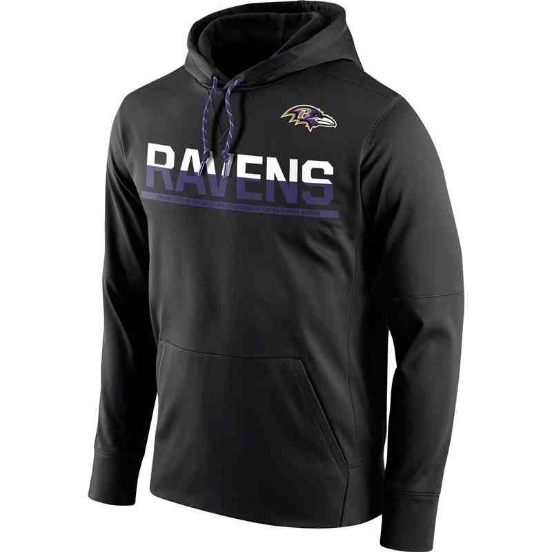 Men's Baltimore Ravens Nike Black Sideline Circuit Pullover Performance Hoodie