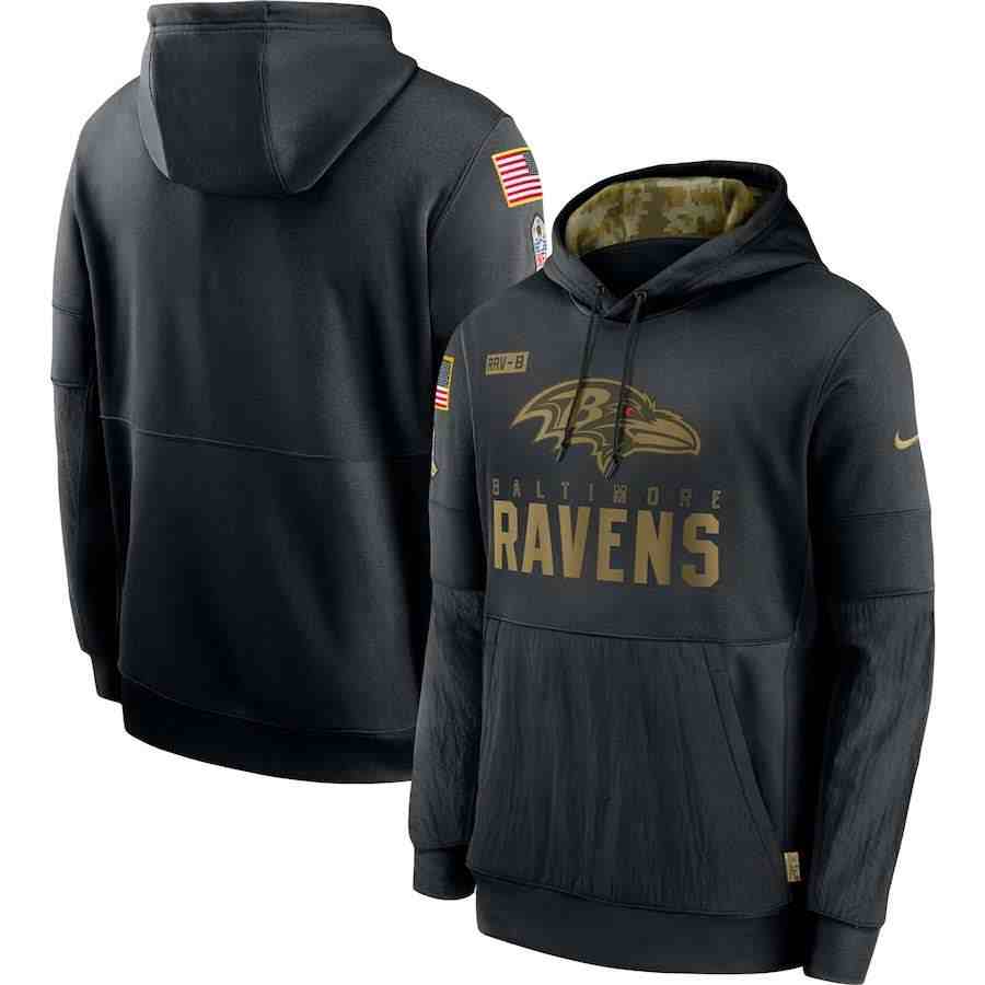 Men's Baltimore Ravens Nike Camo 2020 Salute To Service Therma Performance Pullover Hoodie