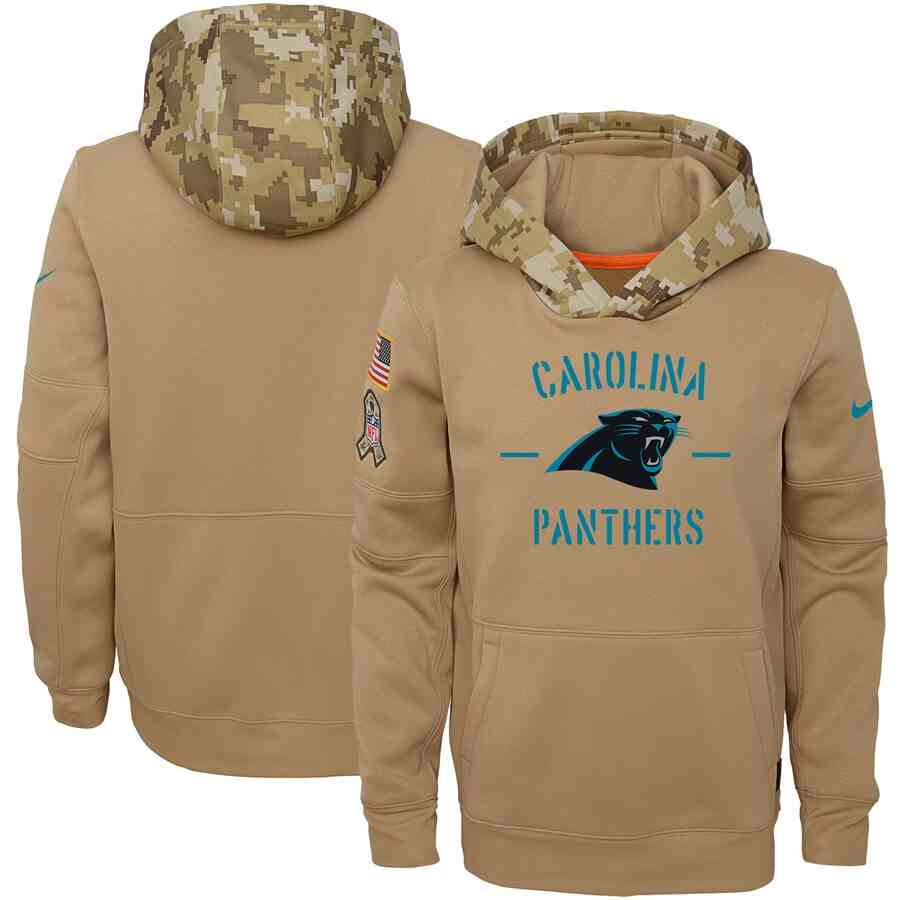 Youth Carolina Panthers Nike Camo 2019 Salute To Service Therma Performance Pullover Hoodie
