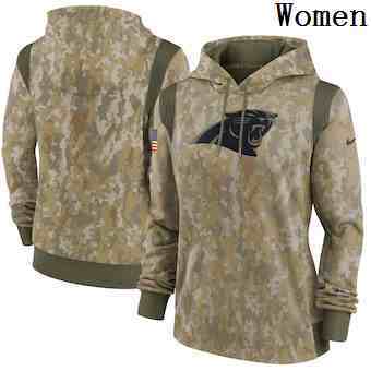 Women's Carolina Panthers Nike Camo 2021 Salute To Service Therma Performance Pullover Hoodie