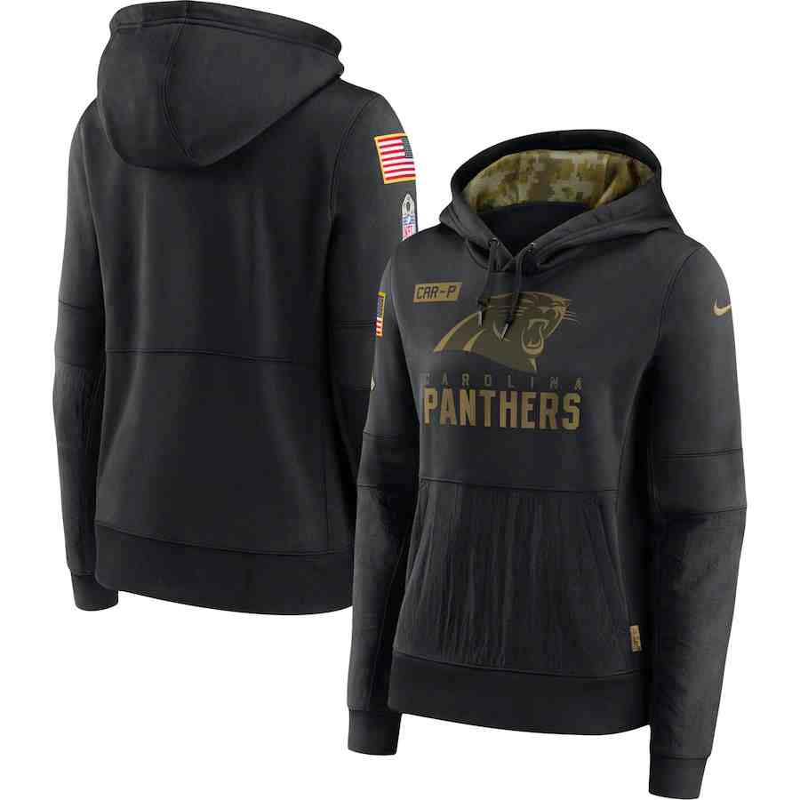 Women's Carolina Panthers Nike Camo 2020 Salute To Service Therma Performance Pullover Hoodie