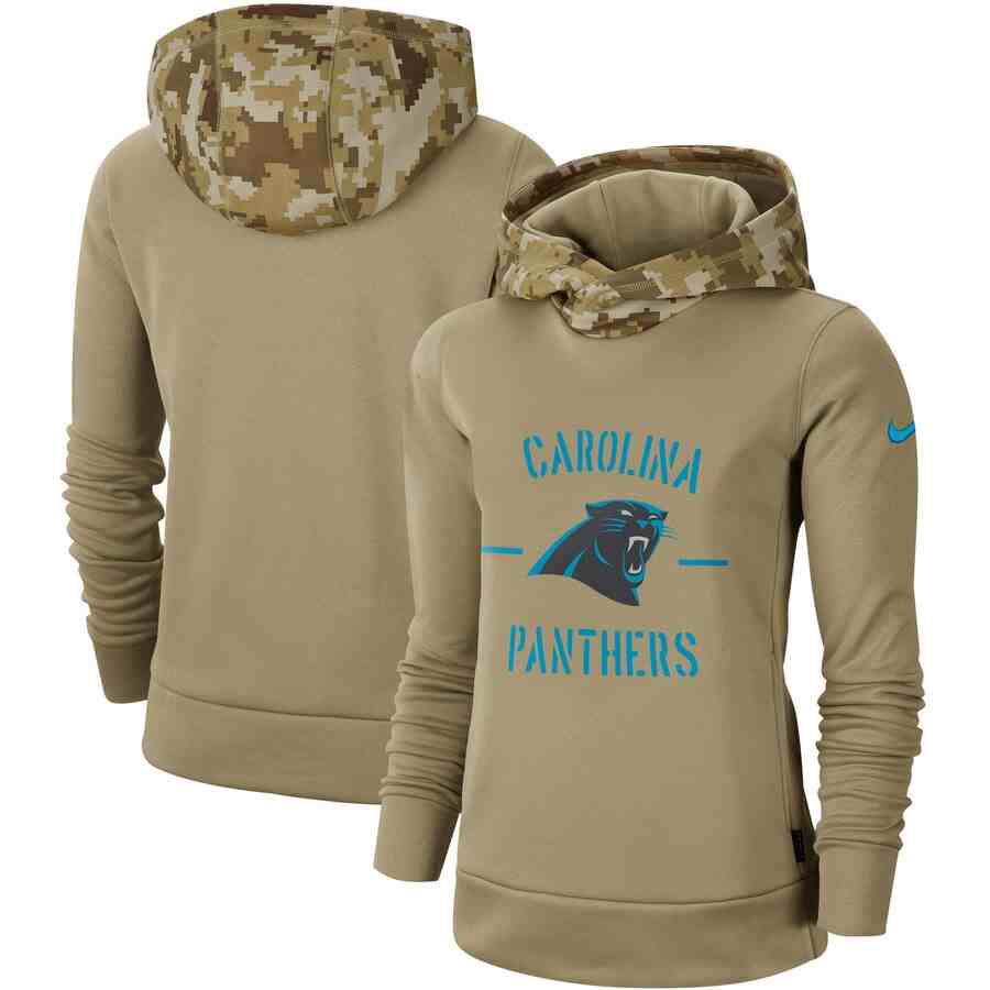 Women's Carolina Panthers Nike Camo 2019 Salute To Service Therma Performance Pullover Hoodie