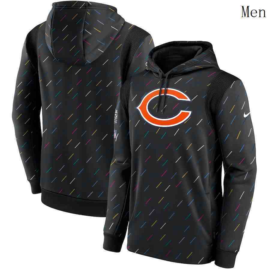 Men Chicago Bears Nike Charcoal 2021 NFL Crucial Catch Therma Pullover Hoodie