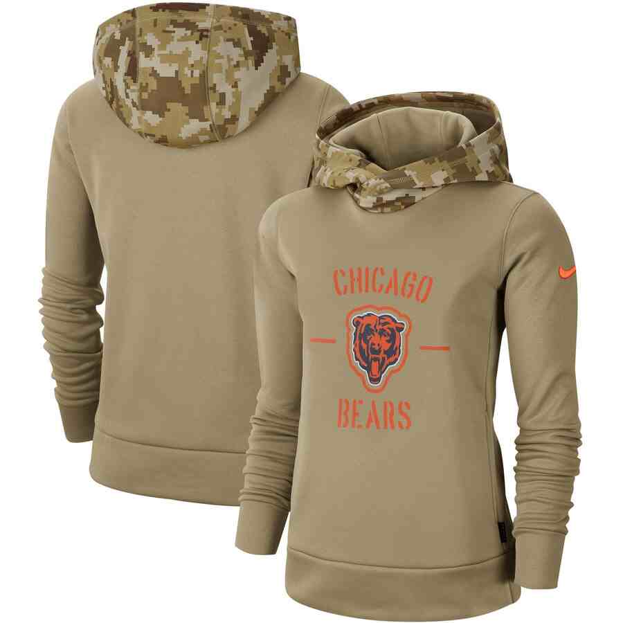 Women's Chicago Bears Nike Camo 2019 Salute To Service Therma Performance Pullover Hoodie