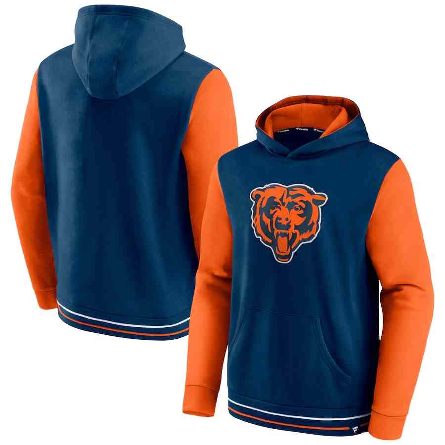 Chicago Bears Fanatics Branded Block Party Pullover Hoodie - Navy&Orange