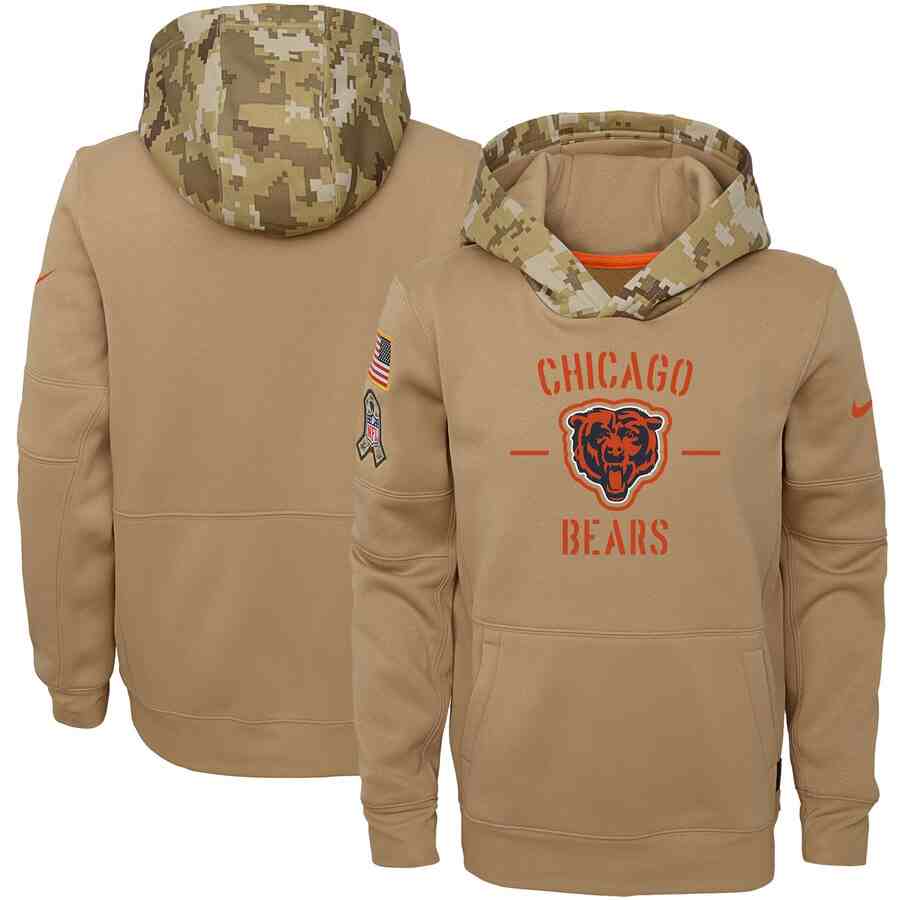 Youth Chicago Bears Nike Camo 2019 Salute To Service Therma Performance Pullover Hoodie