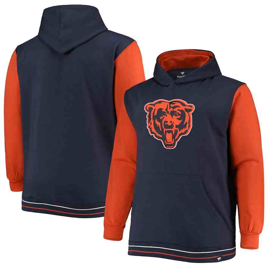 Chicago Bears Fanatics Branded Big & Tall Block Party Pullover Hoodie - Navy&Orange