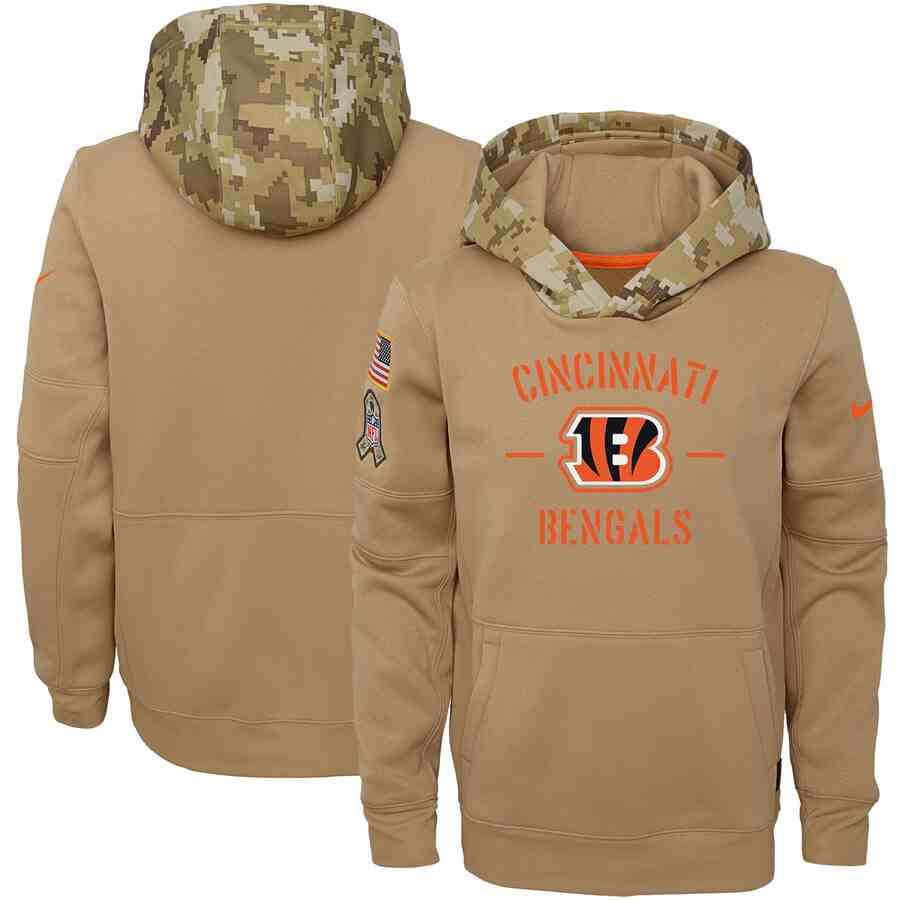 Youth Cincinnati Bengals Nike Camo 2019 Salute To Service Therma Performance Pullover Hoodie
