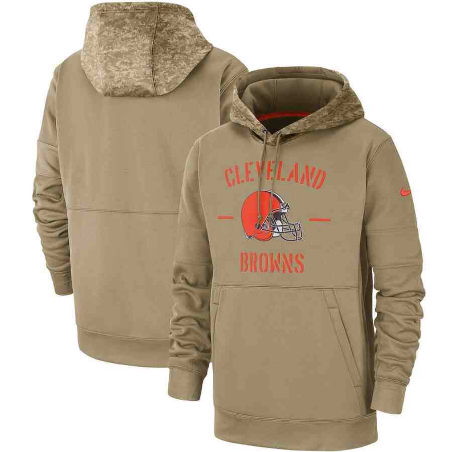 Men's Cleveland Browns Nike Camo 2019 Salute To Service Therma Performance Pullover Hoodie