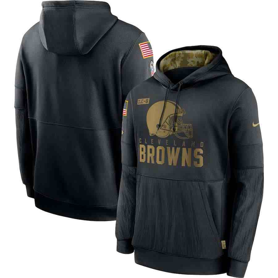 Men's Cleveland Browns Nike Camo 2020 Salute To Service Therma Performance Pullover Hoodie
