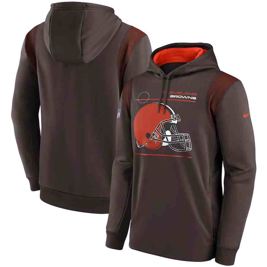 Men's Cleveland Browns 2021 Brown Sideline Logo Performance Pullover Hoodie