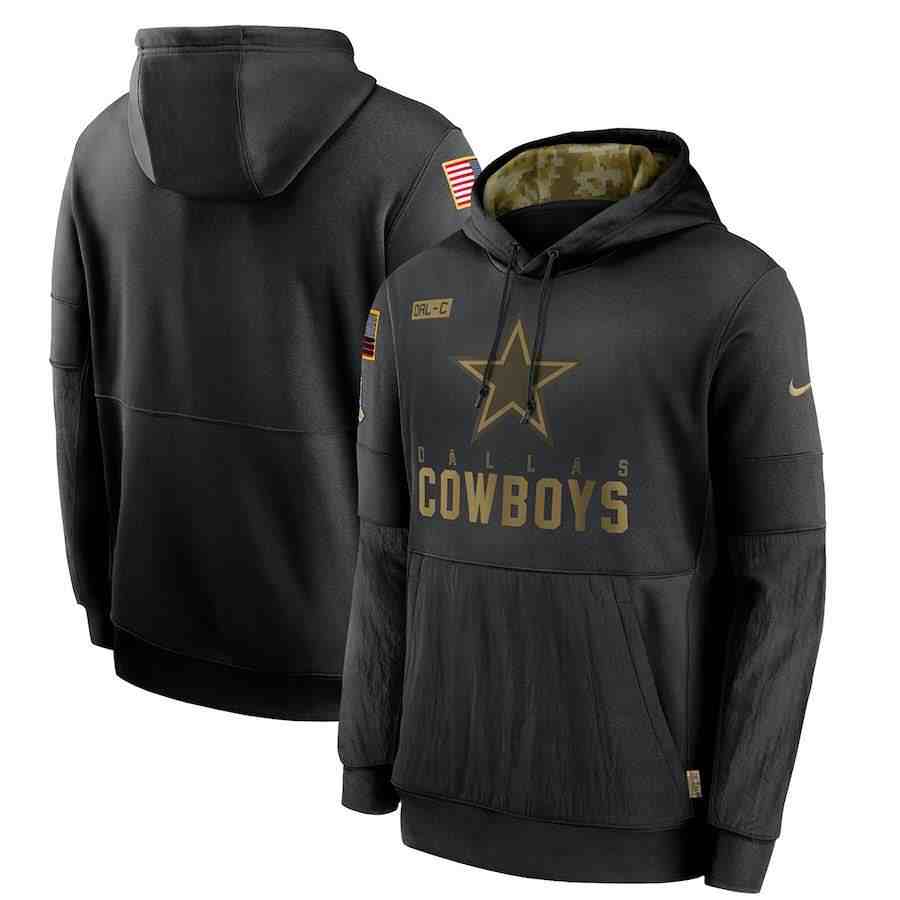 Men's Dallas Cowboys Nike Camo 2020 Salute To Service Therma Performance Pullover Hoodie