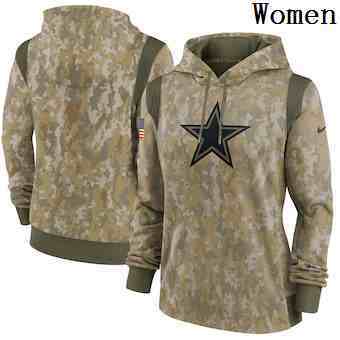Women's Dallas Cowboys Nike Camo 2021 Salute To Service Therma Performance Pullover Hoodie