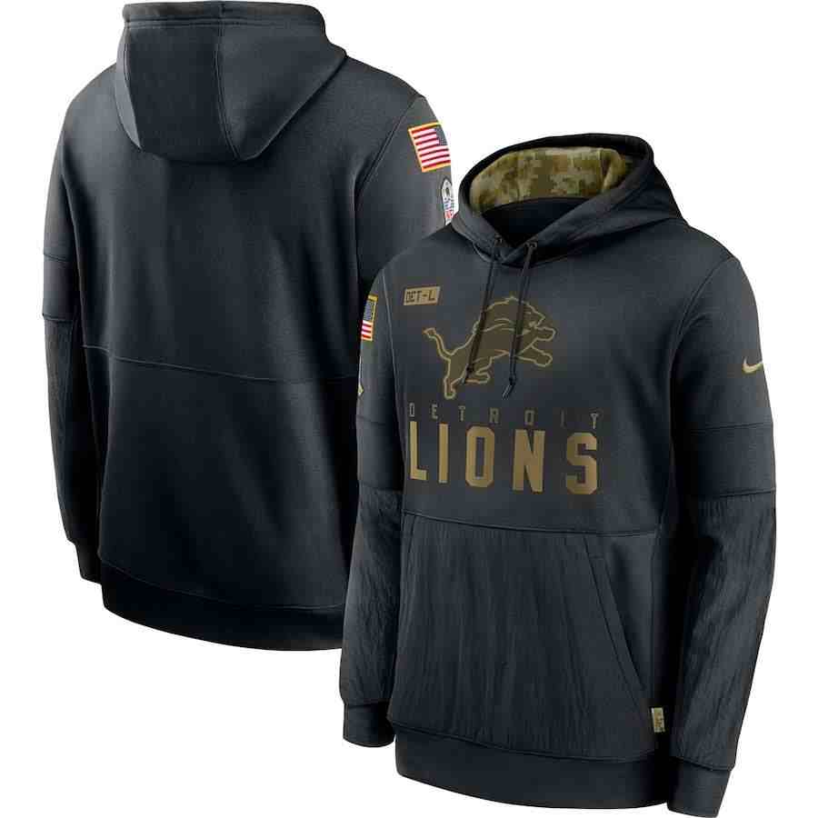Men's Detroit Lions Nike Camo 2020 Salute To Service Therma Performance Pullover Hoodie