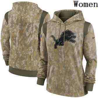 Women's Detroit Lions Nike Camo 2021 Salute To Service Therma Performance Pullover Hoodie